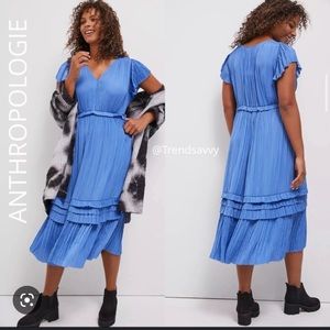 Anthropologie Current Air Sereia Pleated Midi Dress